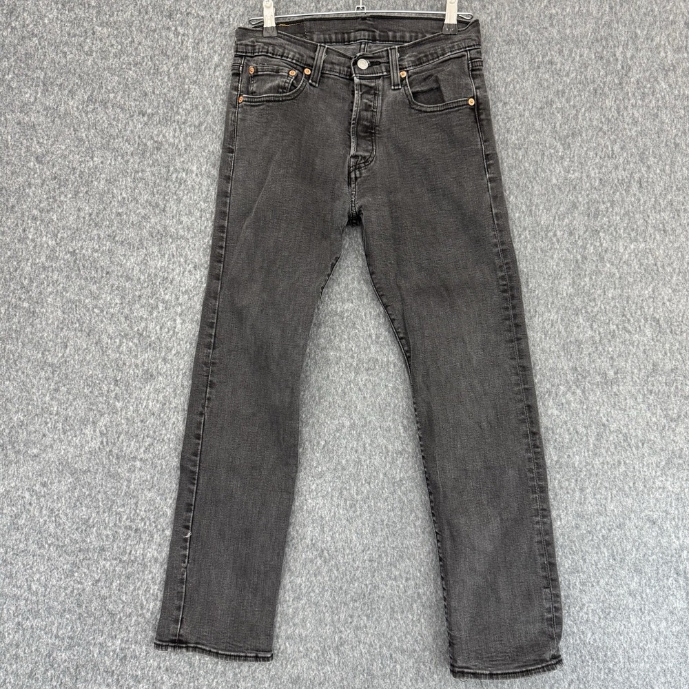 Levi's 501 Button Fly Jeans Mens 30x30 Black Straight Leg Cotton Denim